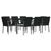 VidaXL Garden Dining Set 9 Pcs Cushions Wicker Steel 3186952