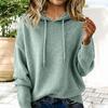 Women Hooded Sweater Adjustable Drawstring Long Sleeve Loose Fit Knitting Tops Fall Winter Pullover Tops