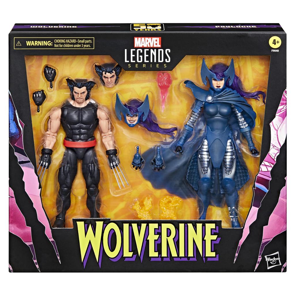 Hasbro Marvel Legends Series Росомаха и Псайлок, 50-я годовщина, коллекция комиксов, 6 дюймов (15см) Набор из 2 фигурок F9040 (аутентичный)