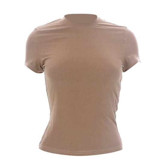 Women Tee Shirt Round Neck Short Sleeve Pullover Tops Slim Fit Solid Color T-shirt Streetwear