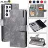 Кожаный флип-чехол с 9 картами для Samsung Galaxy S23 S22 S21 S20 FE S10 E S9 S8 Note 20 10 9 8 Ultra Plus S7, сумки-кошельки для телефонов, противоударный чехол