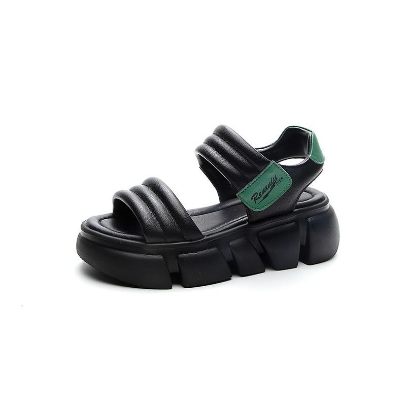 Сандалии кожаные с толстой подошвой, увеличивающие рост, пляжная обувь