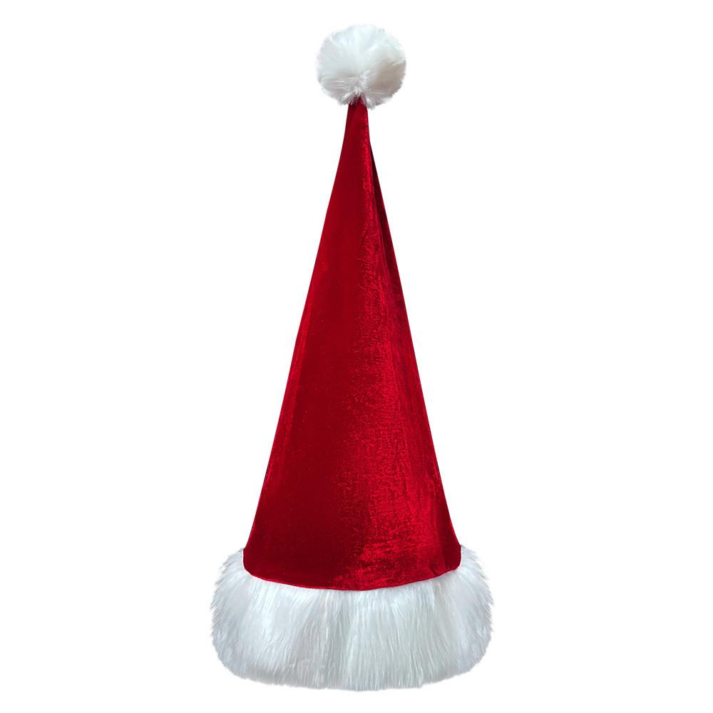 Christmas Santa Hat With Velvet Fabric For Holiday Costume Party