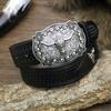 Ремень из джинсовой ткани Western Silver Bull Head Big Board Buckle Vintage Men's Punk Hip Hop Pu Leather