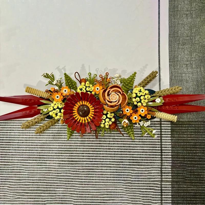 812 шт. романтический бессмертный цветок в горшке букет полевых цветов модель строительные блоки собрать кирпичи игрушка ребенок взрослый праздничные подарки