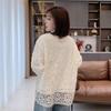 Блузка с кружевным отложным воротником в корейском стиле - 2025 Весна Женская Свободного кроя, с длинным рукавом