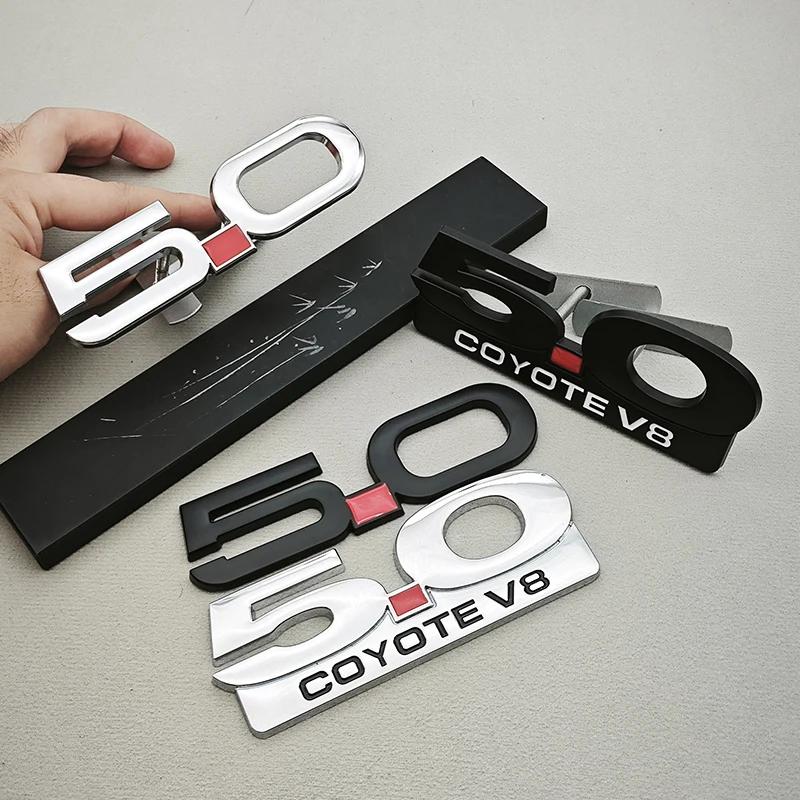 3D Metal Car Sticker 5.0 COYOTE V8 Logo Badge Rear Trunk Fender Side Emblem For Ford Mustang GT500 Cobra Focus Mondeo Accessorie