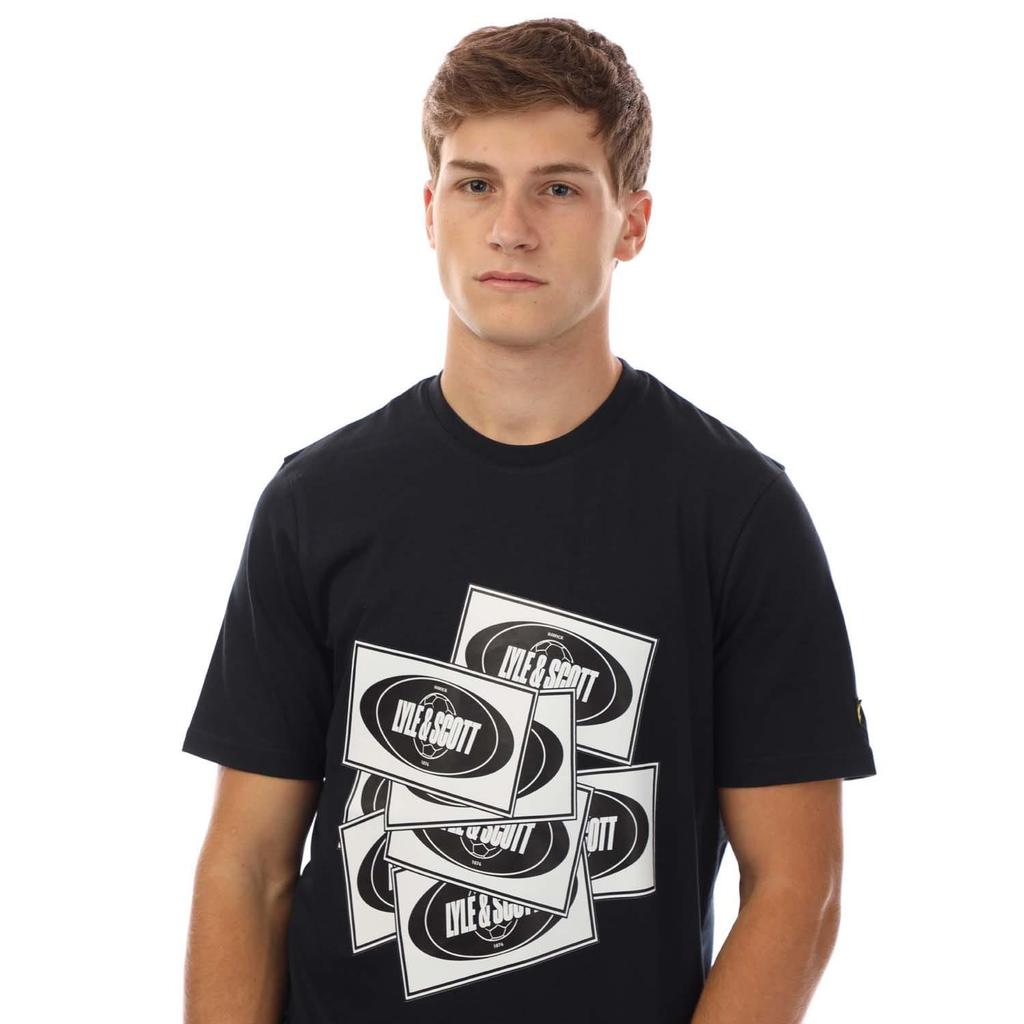 Lyle & Scott Mens Football Sticker T-Shirt