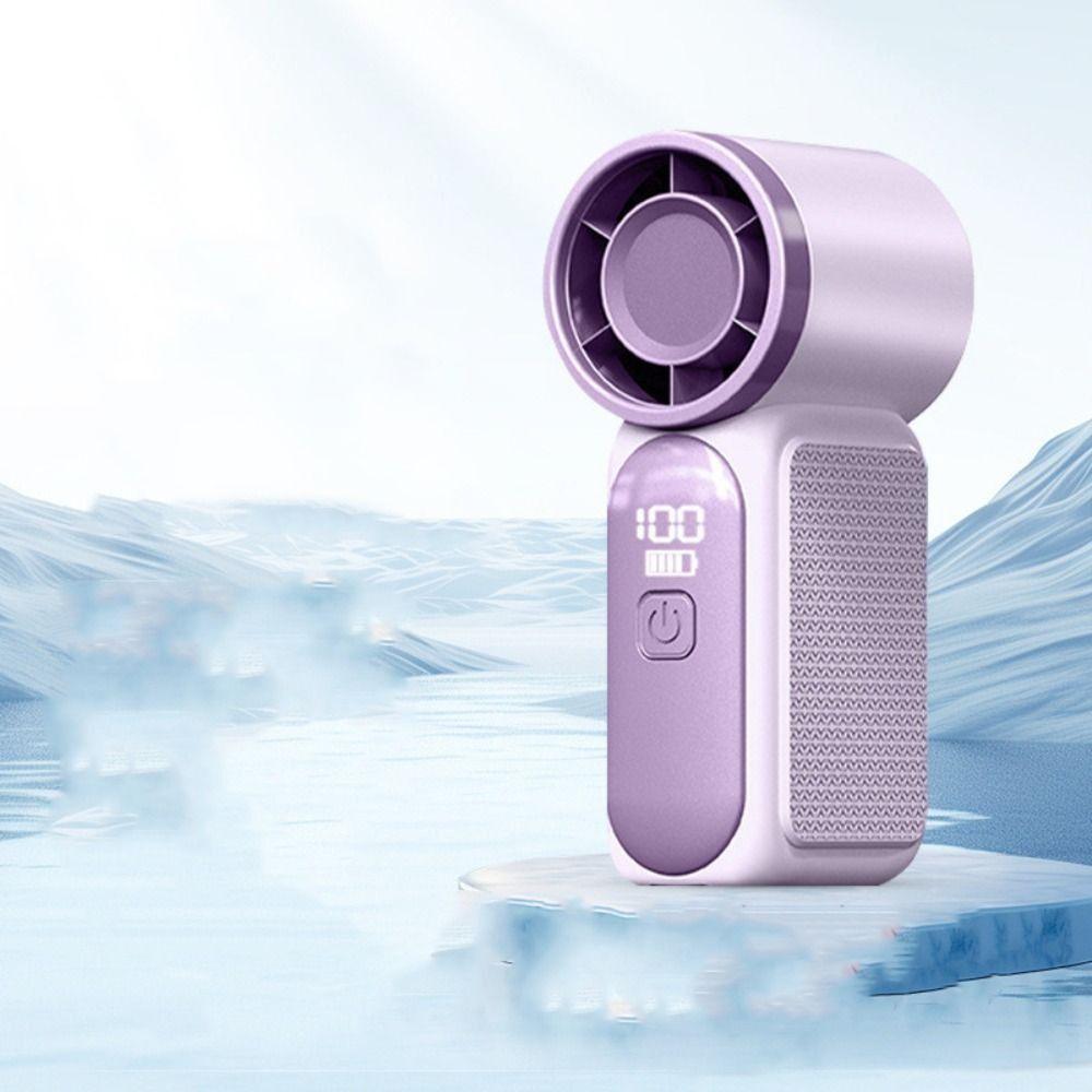 6 Gear Wind Mini Portable Fan Battery Operated LED Display Handheld Turbo Fan Adjustable Wind Speeds Compact Pocket-Sized