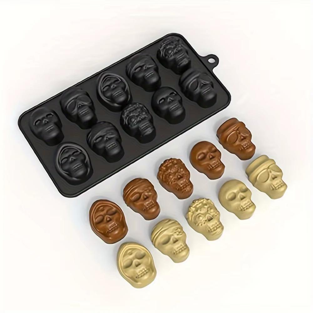 Skull Ice Cube Mold 10-Grid Skull Ice Mold for Halloween Kitchen Tools Reusable Making Accessory for Chocolate Ice Cream