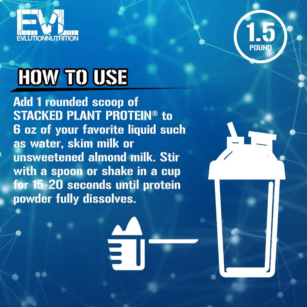 EVLution Nutrition Stacked Plant Protein, Natural Vanilla, 1.5 Lb (680 G)