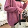 Осень-зима, крупный однотонный пуловер с высоким воротником, свитер, женский новый джемпер, свободные и ленивые повседневные вязаные топы с длинными рукавами