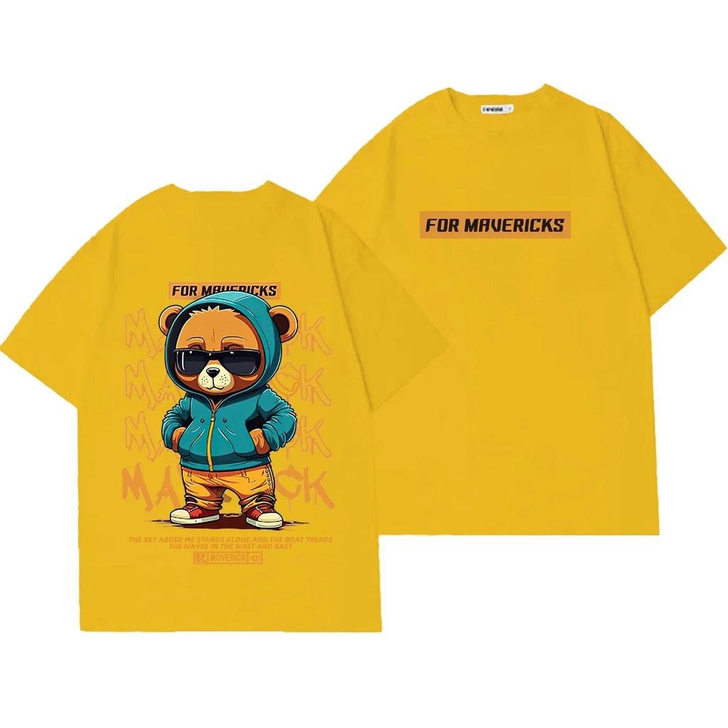 Футболка с принтом Letter Bear 100% хлопок, летняя, 2023 г., высокого качества, Harajuku Clothing, для отдыха, уличного фитнеса, футболка с круглым вырезом