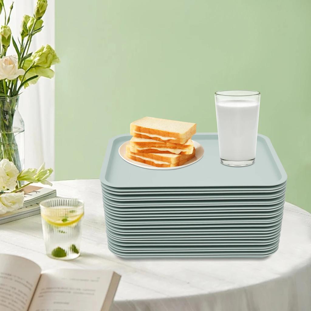 24-Pack Blue Rectangle PP Serving Trays, Microwave & Dishwasher Safe, Heat Resistant (120°C/248°F), Fast Food & Cafeteria Trays