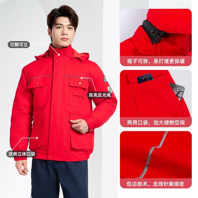 Winter Cotton Detachable Grid Anti-static Workwear Jacket Gas Station
