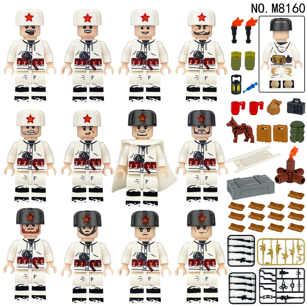 Фигурки солдат Экспедиционного корпуса Красной Армии Второй мировой войны, строительные блоки для траншей, детские игрушки