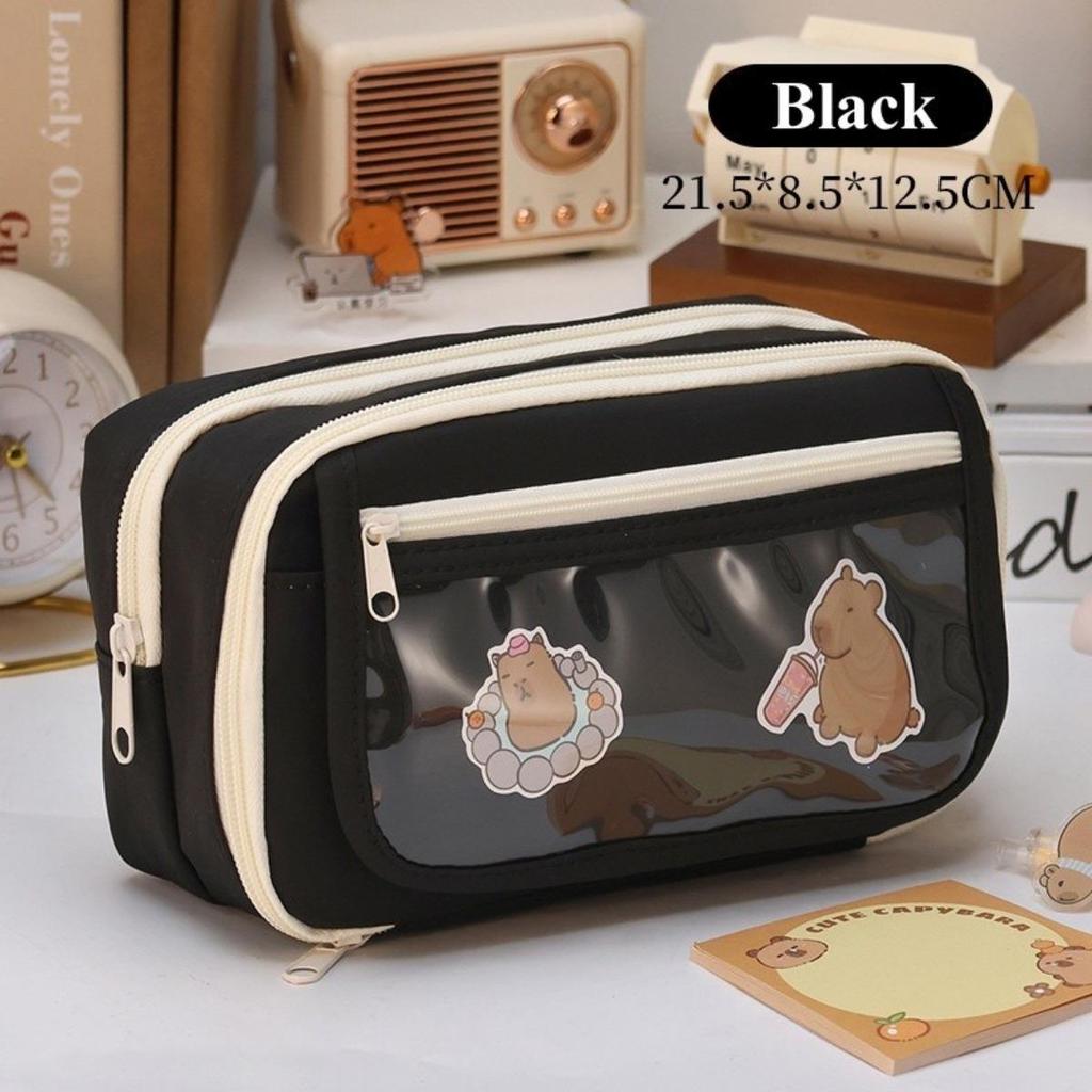 Двухслойный пенал большой емкости минималистичный тканевый пенал для девочек-студенток школьные канцелярские принадлежности органайзер сумки для ручек