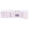 1 : 12 Mini Wooden Dollhouse Integral Kitchen Furniture Miniature Handcraft House PinkKitchen Unit