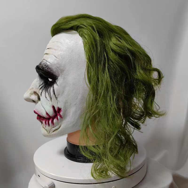 American Movie Clown Latex Mask Heath Ledger Dark Knight Batman DC Jack the Clown Hairpiece