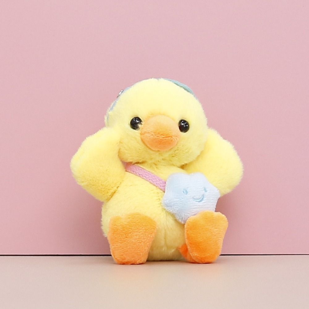 Меховой плюшевый брелок в виде утки, кавайная соломенная шляпа, брелок в виде утки, забавная повязка на голову, плюшевые утки, кулон унисекс