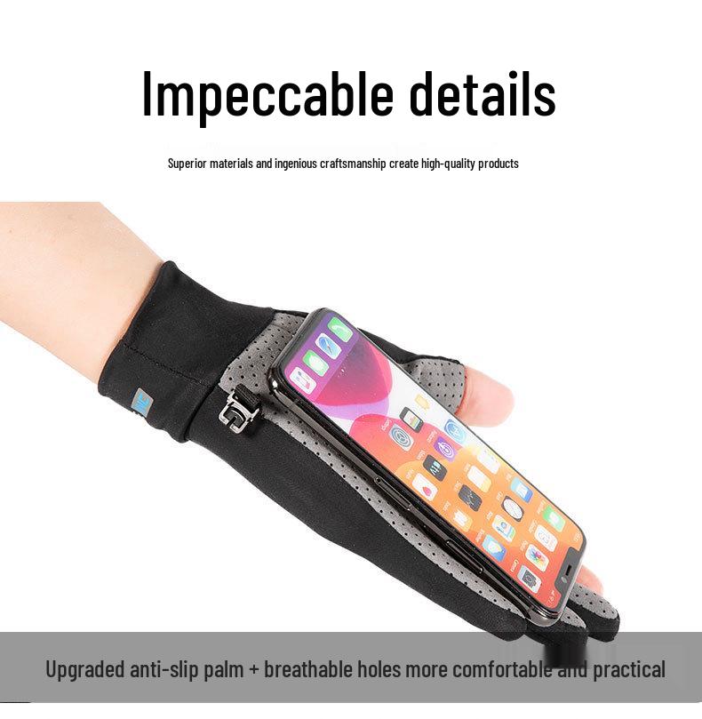 Унисекс перчатки без пальцев из ледяного шелка для защиты от солнца, нескользящие перчатки с двумя пальцами для лета, для вождения, езды на велосипеде и рыбалки