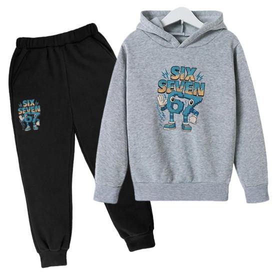 Fashion 67 Kid's Clothes Hoodie+Pants Suit Spring Autumn six seven meme Tracksuit 2pcs Set 3-12 Years Children zipper hoodies