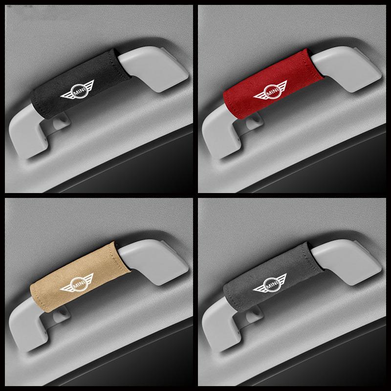 2pcs Leather Car Roof Armrest Inner Door Pull Handle Protection Cover for BMW MINI Cooper Clubman Countryman R55 R56 R60 R61 F56