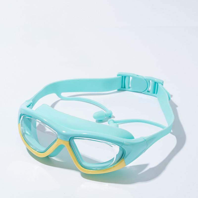 Детские водонепроницаемые и противотуманные очки для плавания с большой оправой, удобные очки, силиконовые беруши