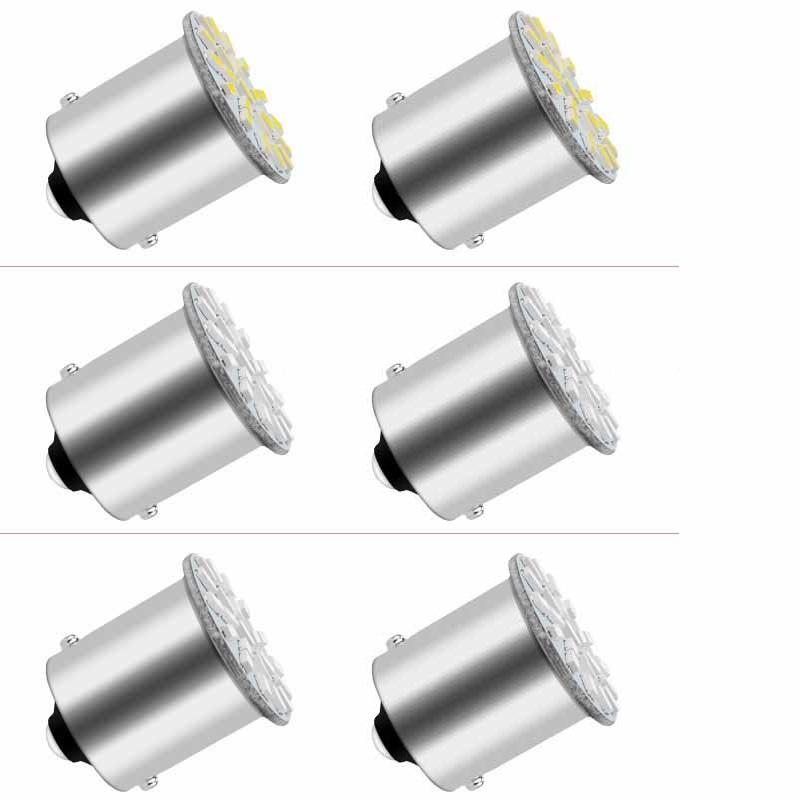 6/4/2/1PCS BA15S P21W 1156 1157 22SMD LED Patch Car Tail Side Indicator Stop Light Bulb White Red Yellow DC 12V