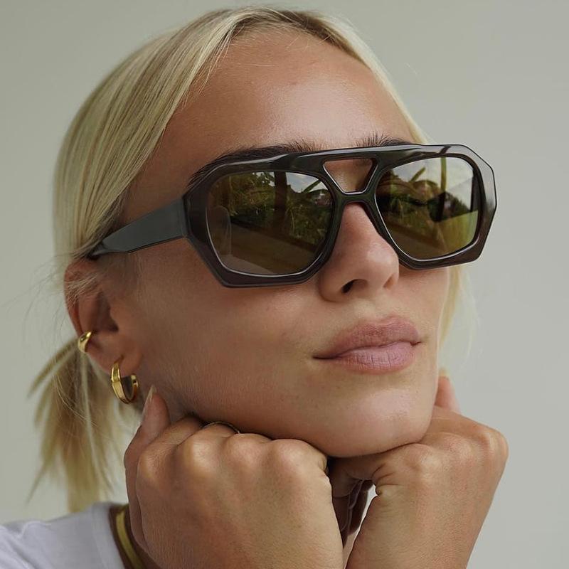 Женские солнцезащитные очки многоугольной формы с двойной переносицей, антибликовые очки от солнца для мужчин, для пеших прогулок, альпинизма, женские