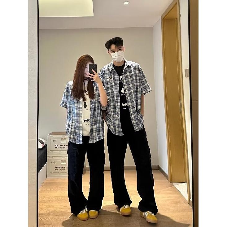 Мужская клетчатая рубашка с квадратным вырезом, молодежная мода, японский стиль, художественная мужская свободная рубашка, новая мода с длинными рукавами, осенний тренд, Харадзюку