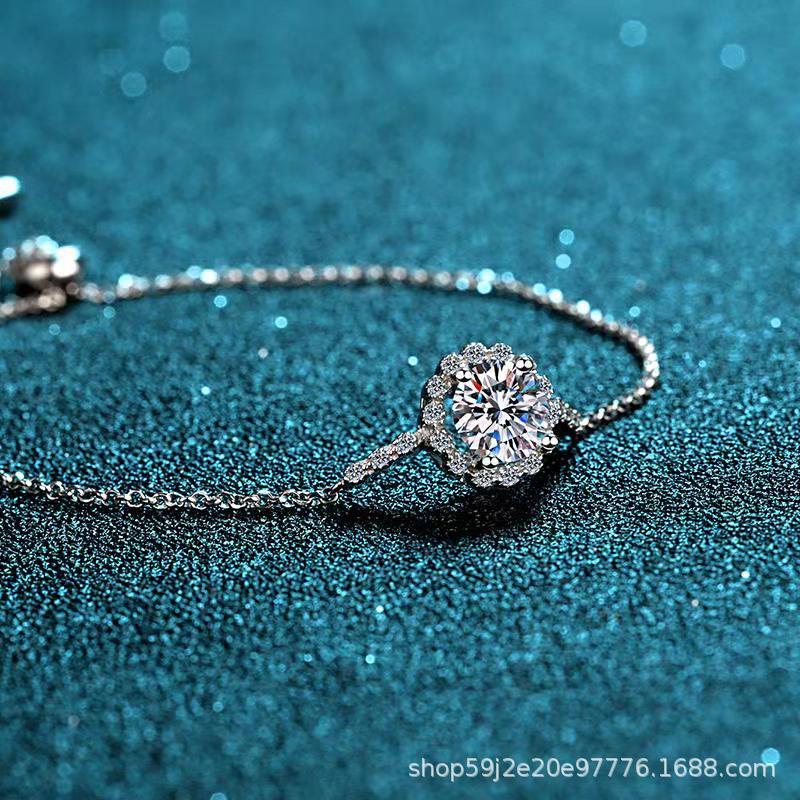 Женский браслет из стерлингового серебра 925 пробы, браслет из муассанита 1 карат, круглая сумка, браслет из муассанита со звездами и луной