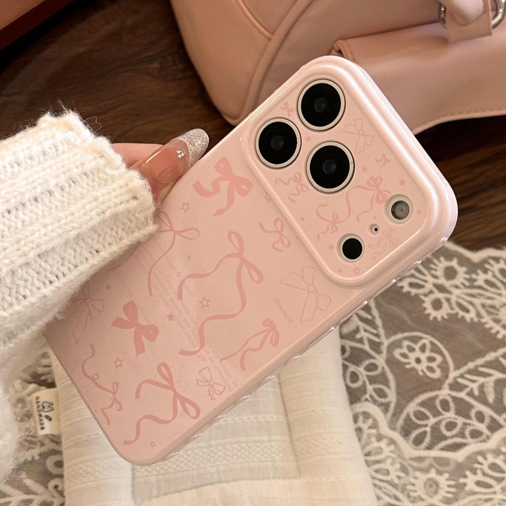 Розовый чехол для телефона с бантом, подходящий для iPhone 16, iPhone 17 и iPhone 17 Pro Max