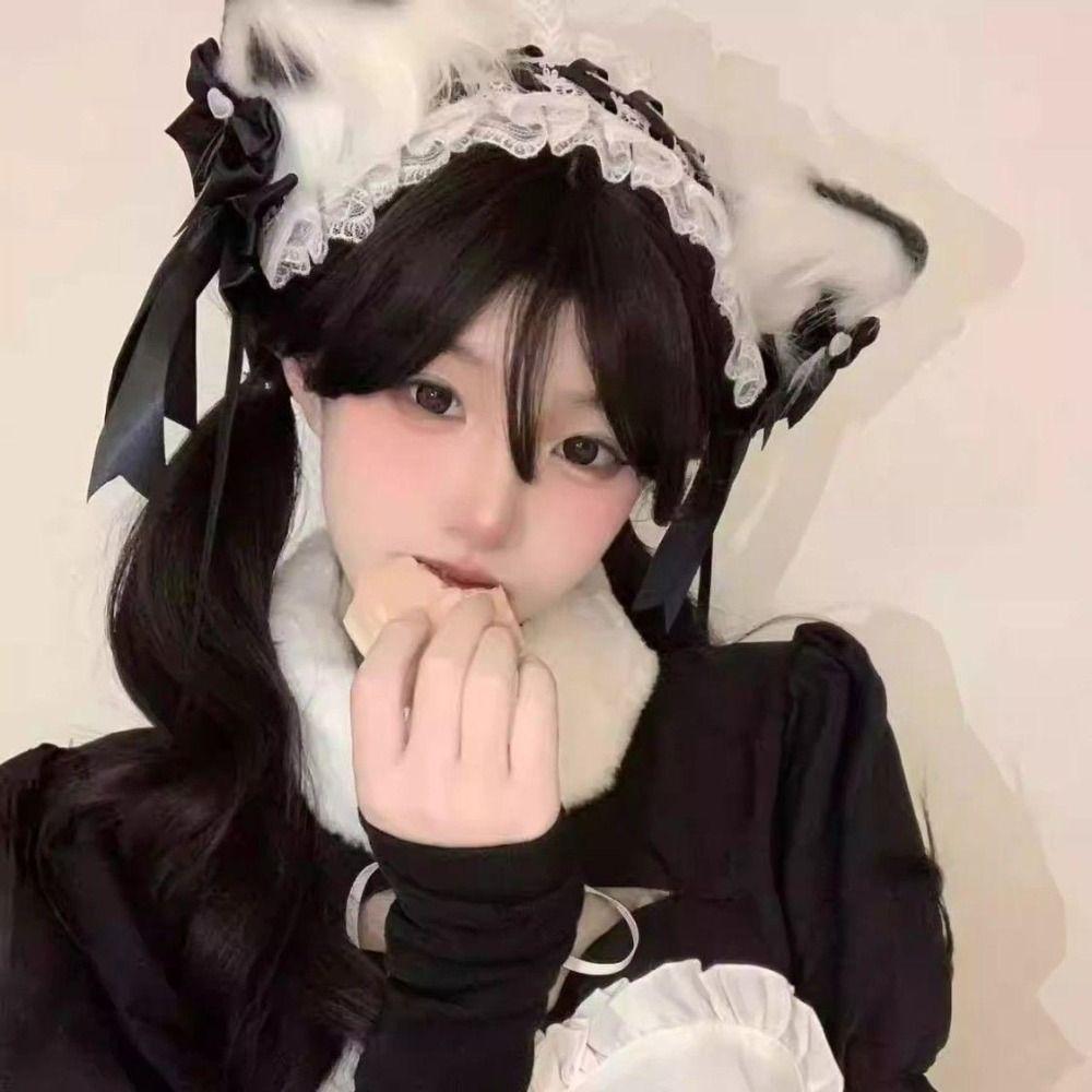 Jk Ruffled Headband Ribbon Bow Barrettes Sweet Lolita Lace Headband  Cosplay Accessory