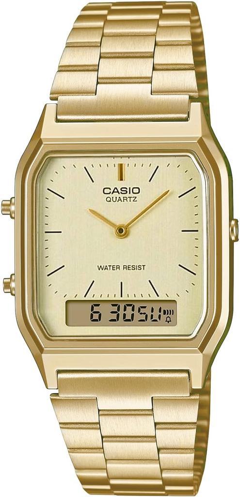 Casio Кварцевые часы Vintage Series Unisex Dual Time Gold Overseas Model [Casio] ANA-DIGI AQ-230GA-9DMQ [Товар]