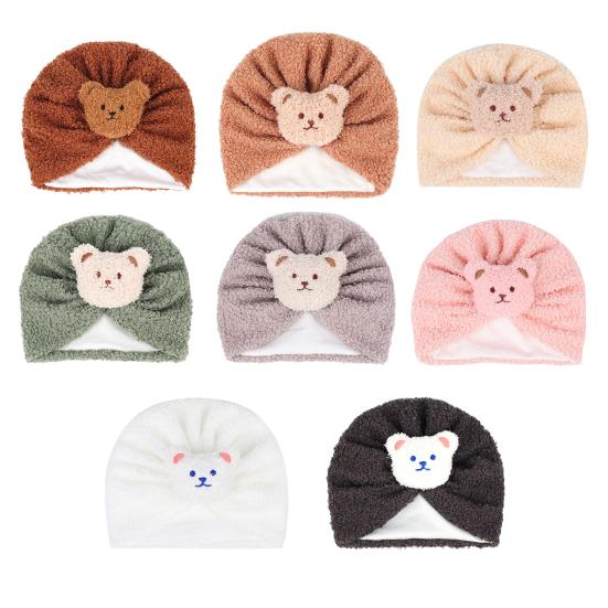 Children Hat Cartoon Bear Design Comfortable Elastic Fit Knitting Hat All-Round Thermal Protection Winter Baby Hat