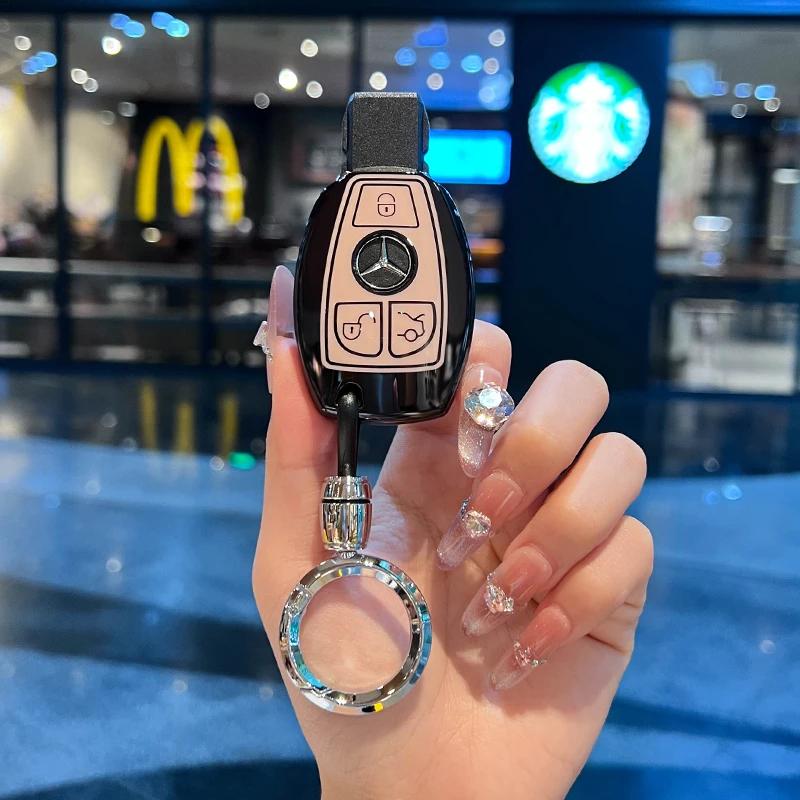 TGM3 Female Key Case for Mercedes Benz CLS CLA GL R SLK AMG A B C S Class 3 Button Remote Car Key Cover Holder Keychain Accessories