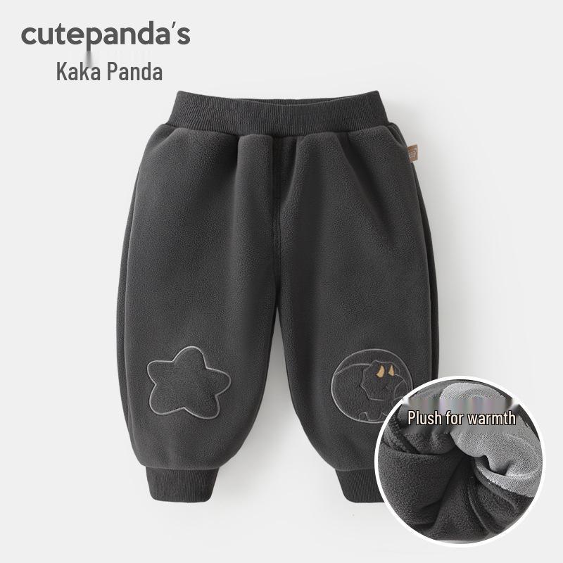 Детский флисовый комплект с капюшоном и штанами Kaka Panda - Зимнее тепло для мальчиков и девочек
