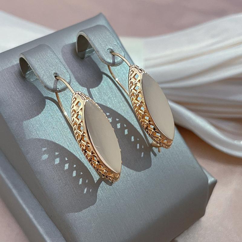 Винтажные глянцевые серьги Kinel, элегантные английские серьги из розового золота 585 пробы