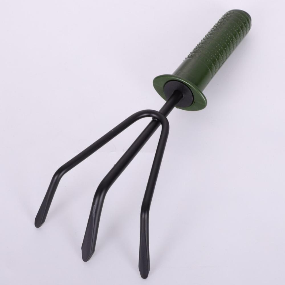 1/4 шт. Нескользящая ручка Садовая лопата Вилка Грабли Набор Маленькое отверстие для подвешивания Дизайн Лопата для растений Металлическая Портативная Трехзубая борона