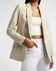Stylish Cream Women's Blazer Genuine Lambskin Leather Handmade New Casual Formal
