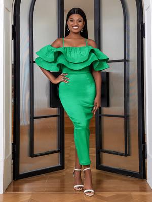 Женское праздничное платье с оборками, облегающее платье на бретельках на день рождения, даже платья с открытыми плечами