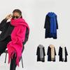 Winter Warm Scarf Women Girl Fashion Solid Color Shawl Stole Faux Cashmere Bandana for Lady Solid Color Soft Shawl Classic Tassels Fluffy Scarf