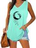 Women Fashion V Neck Printed Sleeveless Top Summer Casual Pullover Loose Tank Top