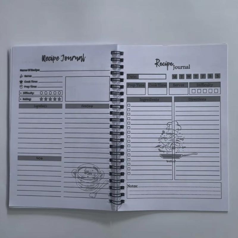 Портативная книга-органайзер рецептов на спирали для быстрого доступа в домах, на кухнях, для готовки. Многофункциональное применение.