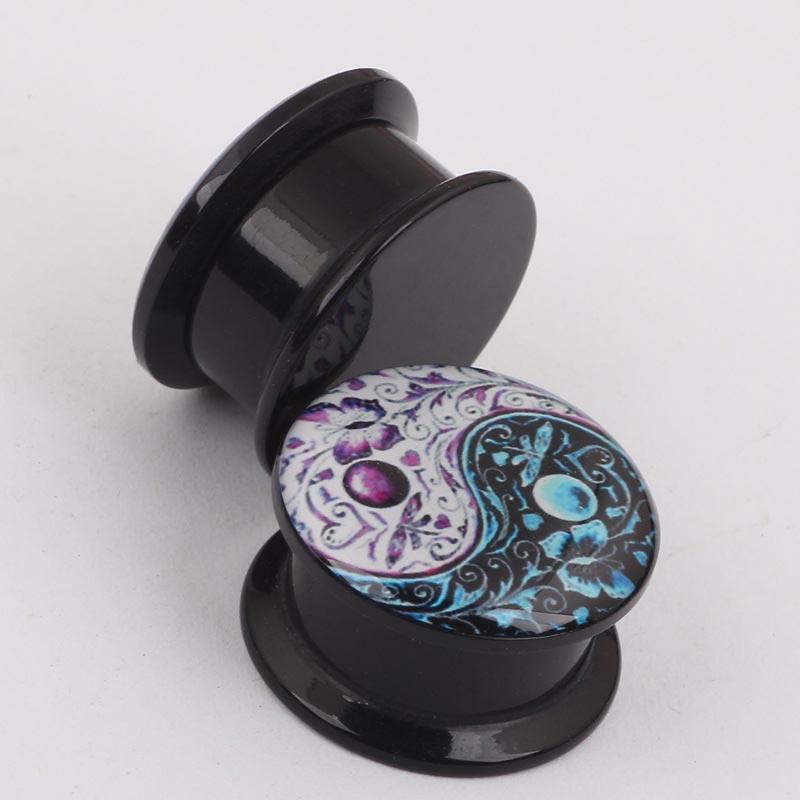 Модные черные ушные манометры, 1 пара беруш, винт для пирсинга, конические серьги с двойной расклешенной ухой, унисекс, акрил