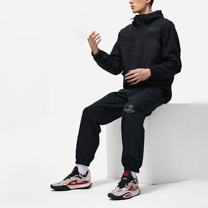 Li-Ning Куртка Wade Series однотонная флисовая с капюшоном, теплая, водонепроницаемая, свободная, с длинным рукавом, мужская, черная, AFDT693-1