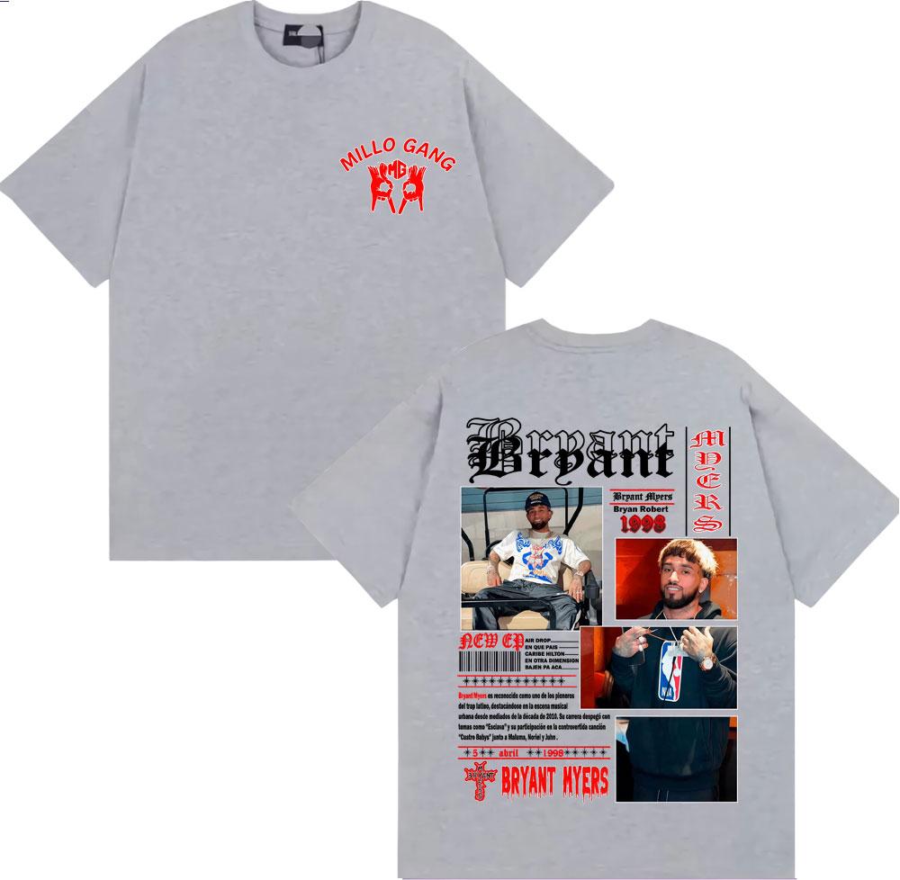 Rapper Bryant Myers Album 2025 Tour Cover Tshirts for Unisex Harajuku Gothic Streetwear T Shirt Male 100 Cotton Oversized Tshirt