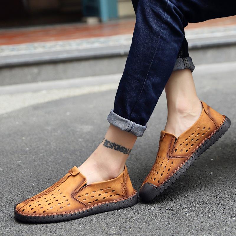 Мужские мокасины, обувь для вождения, удобные туфли на плоской подошве, повседневные туфли без застежек, большие размеры, кожаные туфли для мужчин, большие размеры