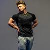 European Men's Cross-Border High Elastic Fitness Bodysuit - Short Sleeve Sports T-Shirt